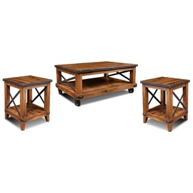 Sunset Trading Rustic City Natural Oak 3pc Coffee Table Set