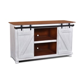 Sunset Trading Stowe White Brown Door Console TV Stand