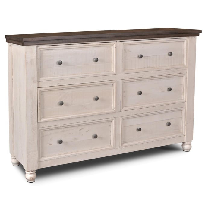 Sunset Trading Rustic French White Brown 6 Drawer Double Dresser SST-HH-4750-310