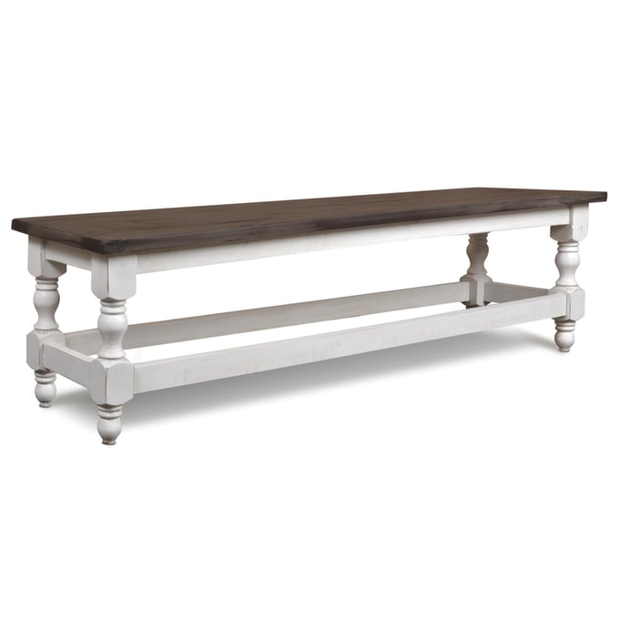 Sunset Trading Rustic French White Brown Dining Bench SST-HH-8750-400