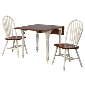 Sunset Trading Andrews White Chestnut Brown 3pc Rectangular Dining Set