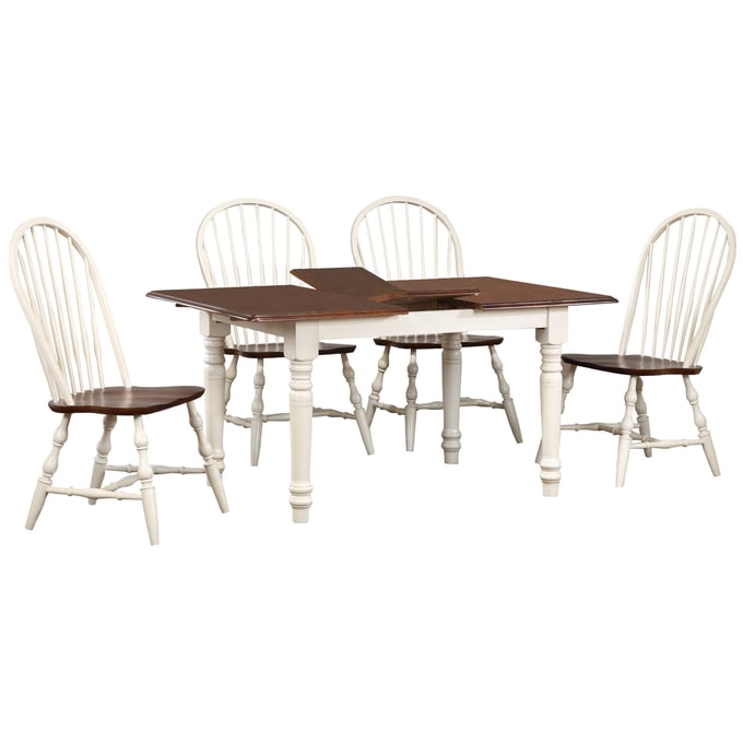 Sunset Trading Andrews White Chestnut 5pc Dining Set With Spindleback Chairs SST-PK-ADW3660-C30-AW5P