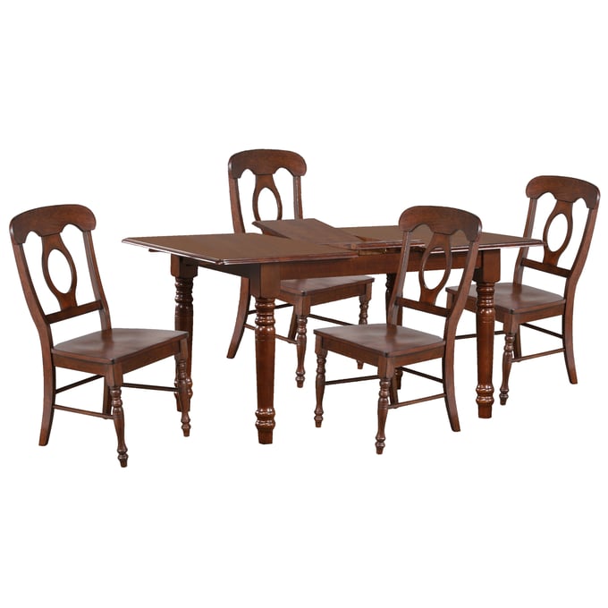 Sunset Trading Andrews Chestnut Brown Wood 5pc Extendable Dining Set SST-PK-ADW3660-C50-CT5P