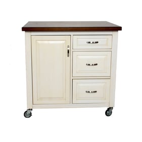 Sunset Trading Andrews Antique White Chestnut Kitchen Cart