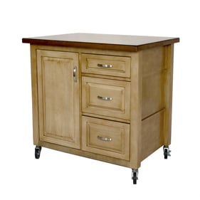 Sunset Trading Brook Sonoma Oak Light Pecan Brown Kitchen Cart