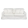 Sunset Trading Americana Box Cushion Slipcovered Sofa | Stain Resistant Performance Fabric | White