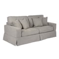 Sunset Trading Americana Slipcover for Box Cushion Track Arm Sofa | Stain Resistant Performance Fabric | Gray