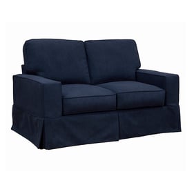 Sunset Trading Americana Navy Blue Box Cushion Slipcovered Loveseat