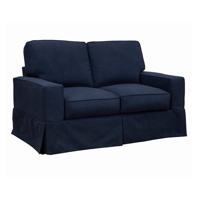 Sunset Trading Americana Navy Blue Box Cushion Slipcovered Loveseat SST-SU-108510-391049