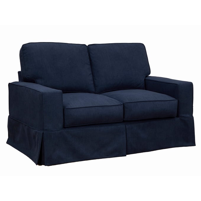 Sunset Trading Americana Navy Blue Box Cushion Loveseat Slipcover SST-SU-108510SC-391049