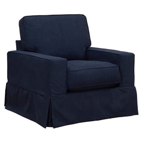 Sunset Trading Americana Navy Blue Box Cushion Slipcovered Chair