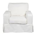 Sunset Trading Americana Box Cushion Slipcovered Chair | Stain Resistant Performance Fabric | White