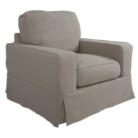 Sunset Trading Americana Light Gray Box Cushion Chair and Ottoman Slipcover...