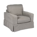 Sunset Trading Americana Slipcover for Box Cushion Track Arm Chair | Stain Resistant Performance Fabric | Gray