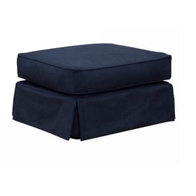 Sunset Trading Americana Navy Blue Box Cushion Slipcovered Ottoman