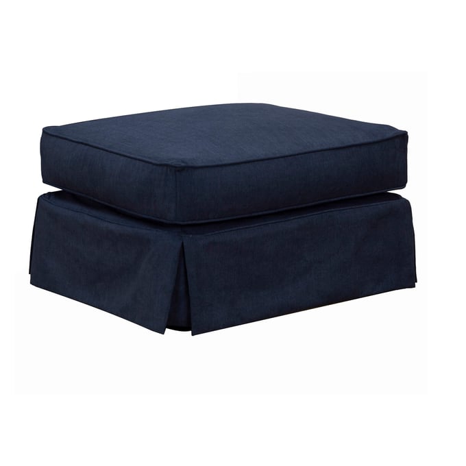 Sunset Trading Americana Navy Blue Box Cushion Slipcovered Ottoman SST-SU-108530-391049