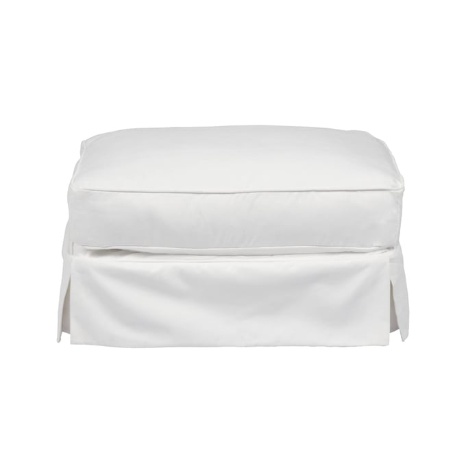 Sunset Trading Americana White Box Cushion Slipcovered Ottoman SST-SU-108530-391081