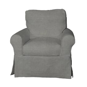 Sunset Trading Horizon Grey Fabric Slipcovered Swivel Rocking Chair