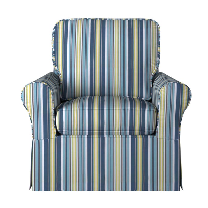 Box Cushion for chair, Blue and White Stripe