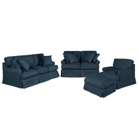 Sunset Trading Horizon Navy Blue Slipcovered 4pc Living Room Set