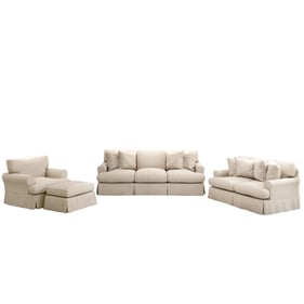 Sunset Trading Puff Tan 4pc Slipcovered Living Room Set