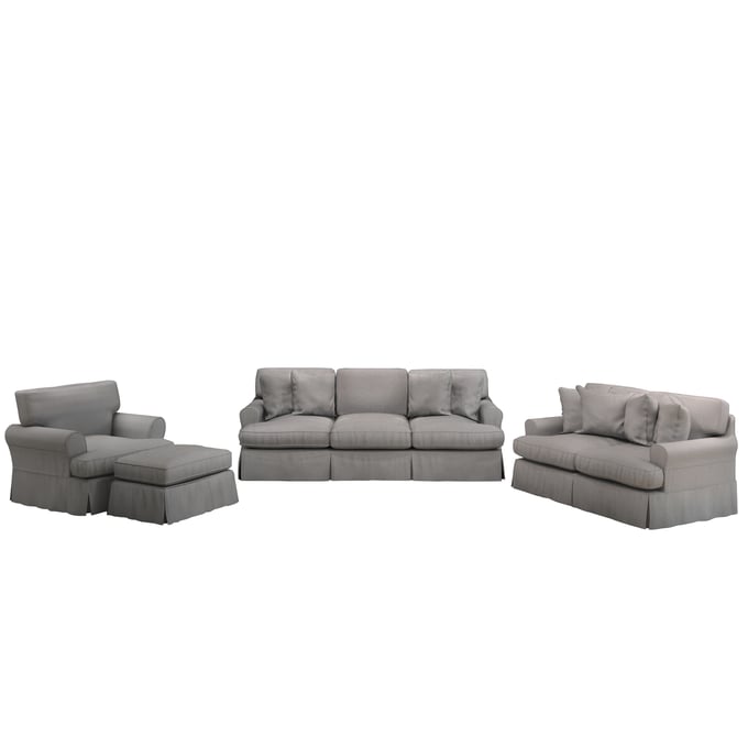 Sunset Trading Puff Gray 4pc Slipcovered Living Room Set SST-SU-1176-94-00102030