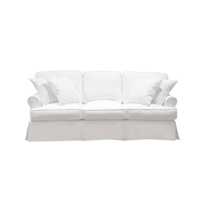 Sunset Trading Horizon White Fabric T Cushion Slipcovered Sofa SST-SU-117600-391081