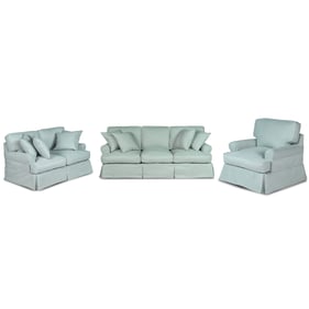 Sunset Trading Horizon Aqua Blue Fabric 3pc Living Room Set