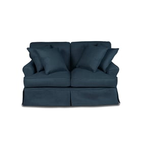 Sunset Trading Horizon Navy Blue Fabric T Cushion Slipcovered Loveseat