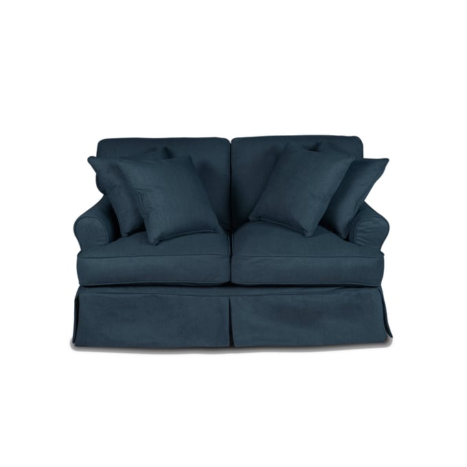 Sunset Trading Horizon Navy Blue Fabric T Cushion Slipcovered Loveseat SST-SU-117610-391049