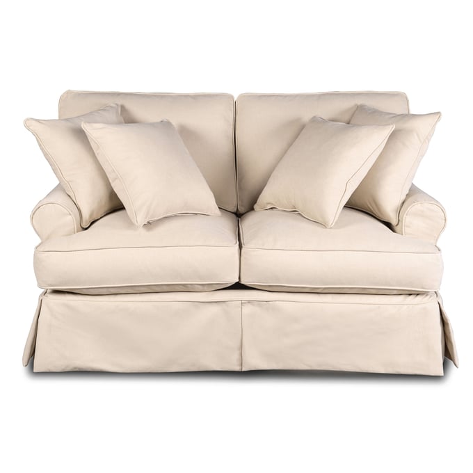 Sunset Trading Horizon Tan Fabric T Cushion Slipcovered Loveseat SST-SU-117610-391084