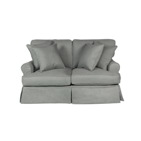 Sunset Trading Horizon Grey Fabric T Cushion Slipcovered Loveseat