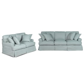 Sunset Trading Horizon Aqua Blue 2pc Living Room Slipcover Set