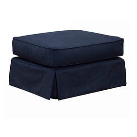 Sunset Trading Horizon Navy Blue Fabric Slipcovered Ottoman