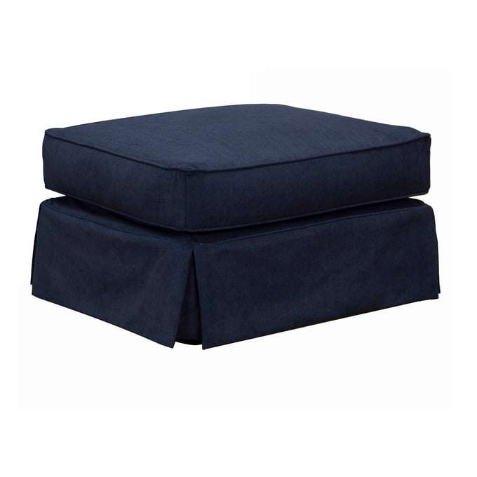 Sunset Trading Horizon Navy Blue Fabric Slipcovered Ottoman SST-SU-117630-391049