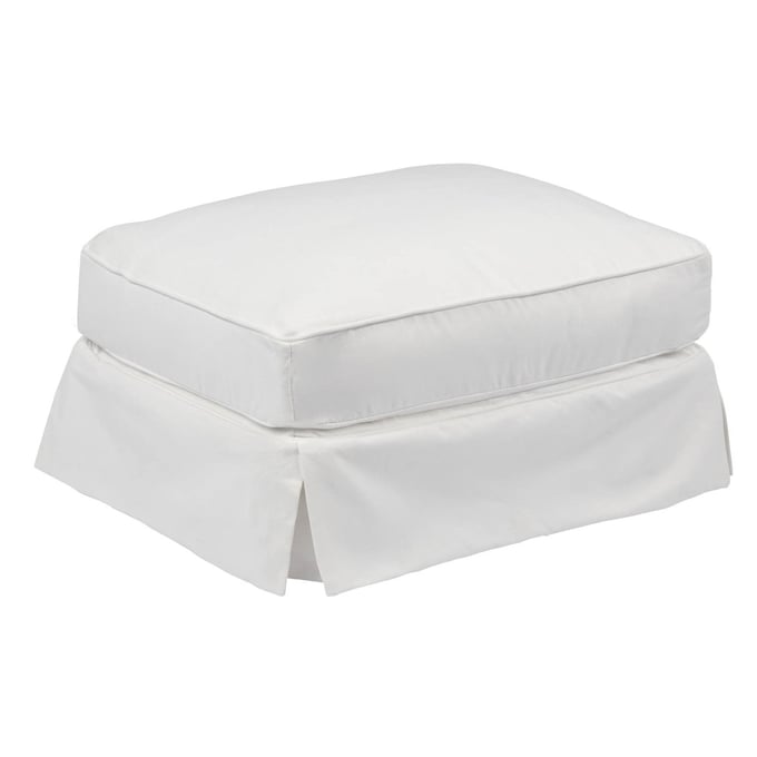 Sunset Trading Horizon White Fabric Slipcovered Ottoman SST-SU-117630-391081