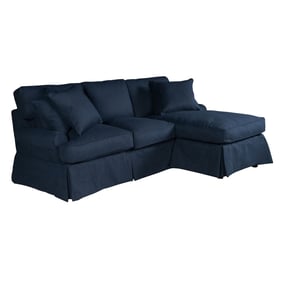 Sunset Trading Horizon Navy Blue Fabric Slipcovered Sleeper Sectional