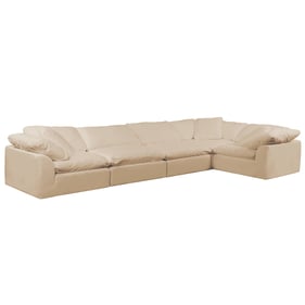 Sunset Trading Puff Tan Slipcovered 5pc Sofa Sectional