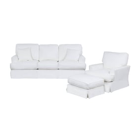 Sunset Trading Ariana White Slipcovered 3pc Living Room Set with Sleeper So...