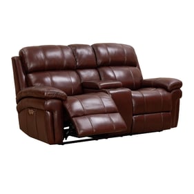 Sunset Trading Luxe Brown Leather Reclining Power Headrest Loveseat