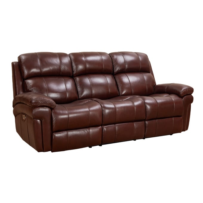 Sunset Trading Luxe Brown Leather Reclining Sofa with Power Headrest SST-SU-9102-88-1394-58