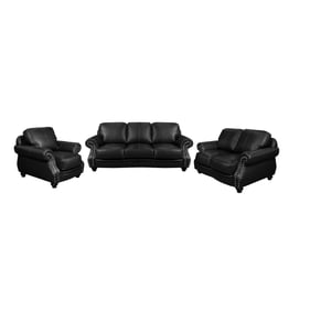 Sunset Trading Charleston Black Leather 3pc Living Room Set