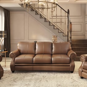 Sunset Trading Charleston Chestnut Brown Leather Sofa