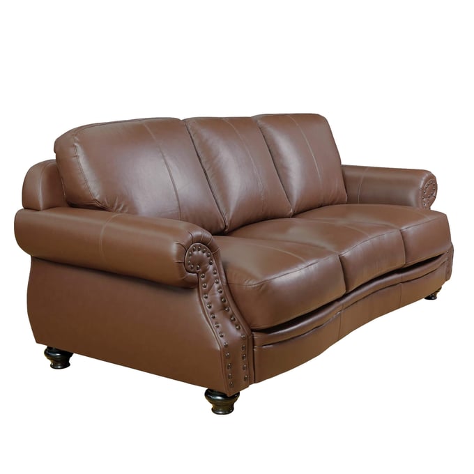 Sunset Trading Charleston Chestnut Brown Leather Sofa SST-SU-CR2130-86-300LF