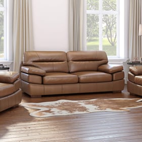 Sunset Trading Jayson Chestnut Brown Leather Sofa