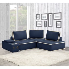 Sunset Trading Pixie Navy Blue Cream Fabric 4pc Sectional