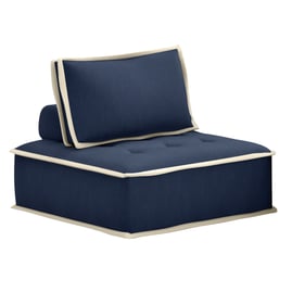 Sunset Trading Pixie Navy Blue Cream Fabric Armless Accent Chair