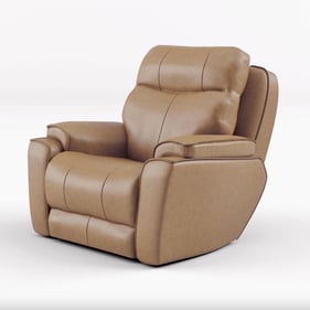 Southern Motion Showstopper Tan Caramel Leather Swivel Rocker Recliner