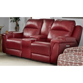 Southern Motion Bono Red Triple Power Reclining Console Loveseat