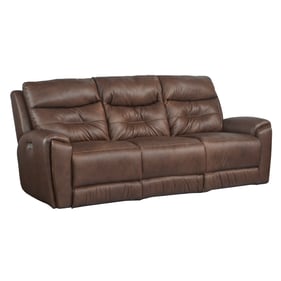 Southern Motion Point Break Brown Leather Triple Power Reclining Sofa with ...